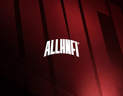 ALLHNFI wordmark in white against a deep red architectural background, by Allif Hanafi